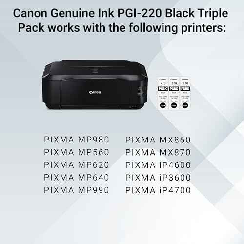 Canon PGI-220 Genuine Black Triple Pack, Compatible with MP980, MP560, MP620, MP640, MP990, MX860, MX870, iP4600, iP3600, and iP4700 Printers