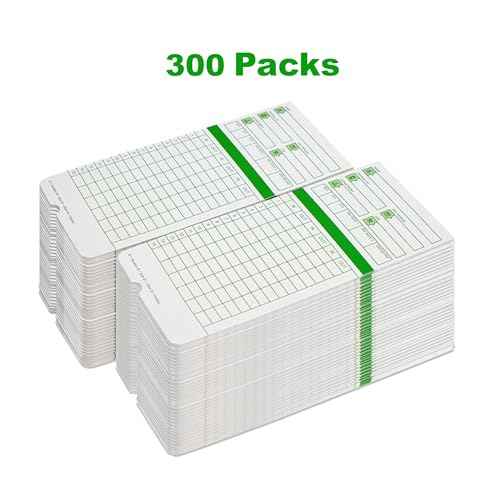 Time Cards for Employees Monthly,Numbered Days,All Pay Periods,300 Count,2-Sided,3 3/8" x 7 3/8",Green Print,Timecards for Time Clocks