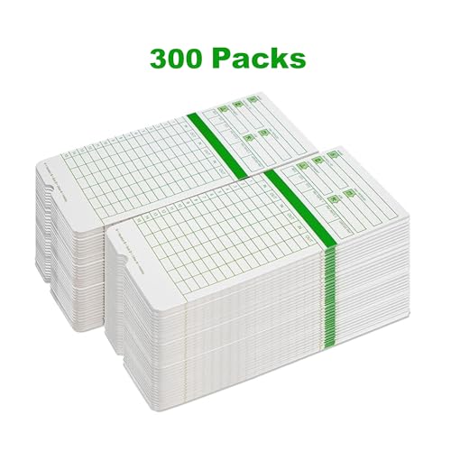 Tlpmsk 300 Count Employee Time Cards for Time Clocks, Monthly, 2-Sided, 3 3/8" x 7 3/8", Green Print, All Pay Periods