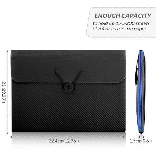 SKYDUE Accordion File Organizer, Expanding File Folder with 7 Pockets, Portable Receipt Paper Bill Document Organizer, Letter/A4 Size Filing Folder School Office Supplies, Black