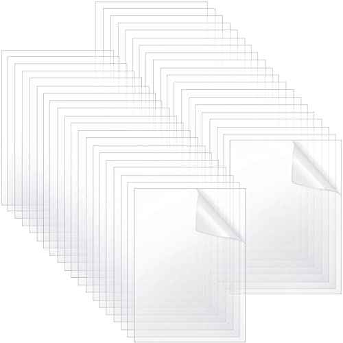 Queekay 40 Pcs Acrylic Sheets 10 x 8 x 0.04 Inch Clear Plastic Sheet with Protective Paper Clear Petg Panels for Craft Projects, DIY Display,Replacement Picture Frame Glass