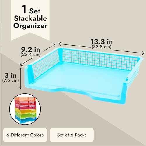 Bright Creations Teacher Supplies Letter Tray Organizer - 6-Pack Rainbow, 9 x 13 x 3 in - Stackable Paper Trays for Classroom & Teacher Desk Organizer