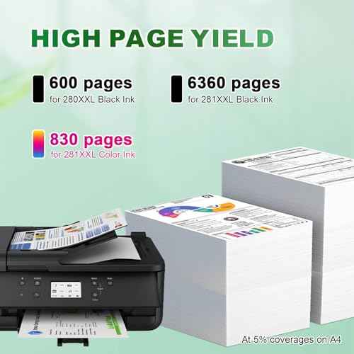 280 281 Ink Cartridges Compatible with Canon PGI-280 XXL CLI-281 XXL Ink Cartridge Work for Canon TR8620a TR8520 TR8620 TR8600 TR7520 TS6120 TS6220 TS9120 TS6320 TR7520 TR8500 10-Pack