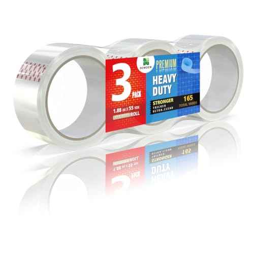 Clear Packing Tape, Heavy Duty Packaging Tape 1.88 inch x 55 Yards Refill Roll for Shipping Mailing Moving [Ultra Strong - Super Thick] (3 Rolls / 165 Total Yards)