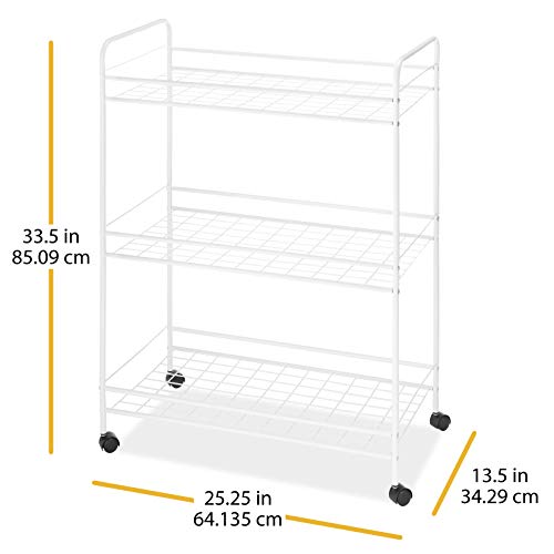 Whitmor 3 Tier Large Wire Rolling Cart