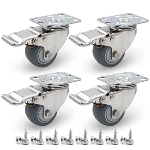 Stainless Steel 2 Inch Caster Wheels with Brake ? Heavy Duty 304 Casters Set of 4, Non-Marking TPR Quiet Wheels Use for Furniture, Labs, Kitchens, Industrial, Restaurants, Hospitals