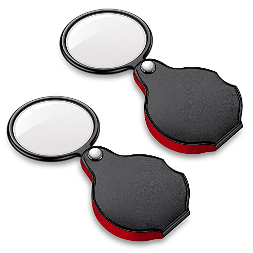 2-Pack 10X Pocket Magnifying Glasses for Kids & Seniors - Handheld Mini Loupe