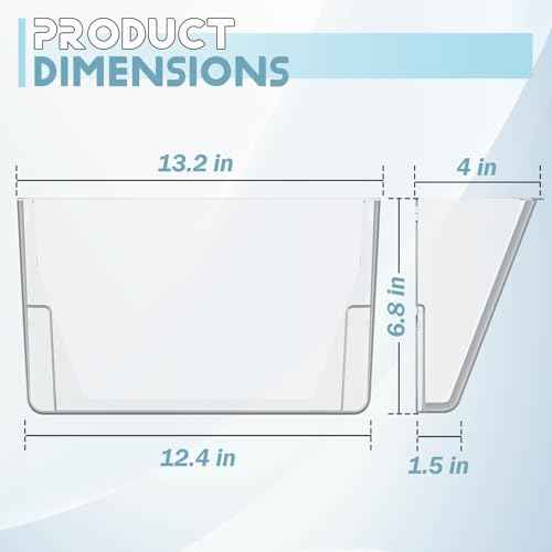 3 Pack Clear Acrylic Single Pocket, Plastic Hanging Wall Mount File Holder for Office Home, Clear