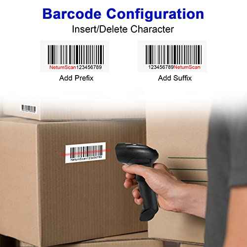 NetumScan Wireless Barcode Scanner with Stand, 2-in-1 Automatic USB Cordless 1D Barcode Reader Handheld CCD Bar Code Scanner with Stand for Store, Supermarket, Warehouse