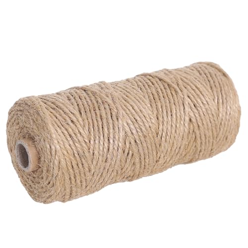 Natural Jute Twine 328ft 3mm,3Ply Twisted Thick Rope Strong String