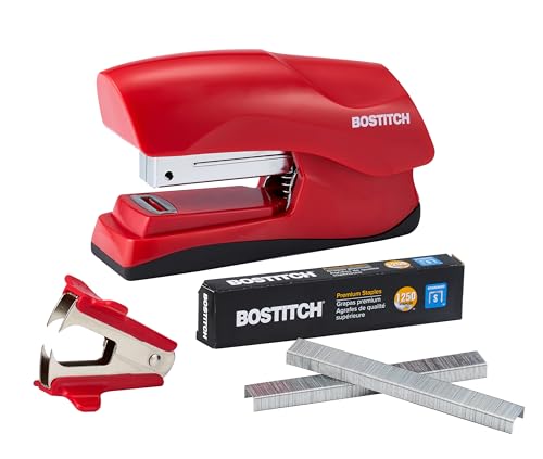 Bostitch Heavy Duty 40-Sheet Stapler with 1250 Staples & Staple Remover, Red
