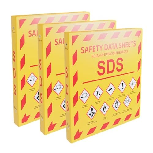 (YS), 3 Pack, SDS Binder - 2024 Requirements, Heavy Duty 1.5 Inch, 3 Ring Safety Data Sheet SDS Binder