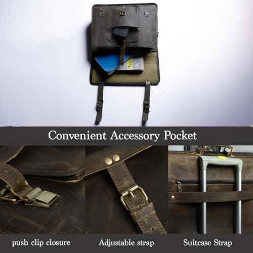 Mens 18 inch Leather Messenger Bag Laptop Vintage Handmade Travel Office Computer Satchel Briefcase For Men and Women