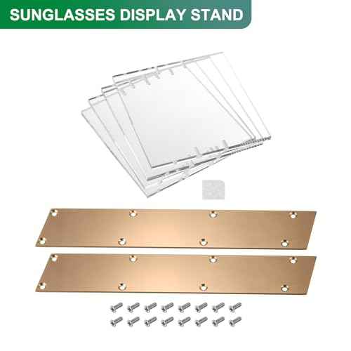 uxcell Sunglasses Display Stand, 1Pcs - Transparent Acrylic Sunglass Rack, 4-tier Glasses Stand, Eyewear Rack for Optical Shop Home Shopping Mall (Gold)