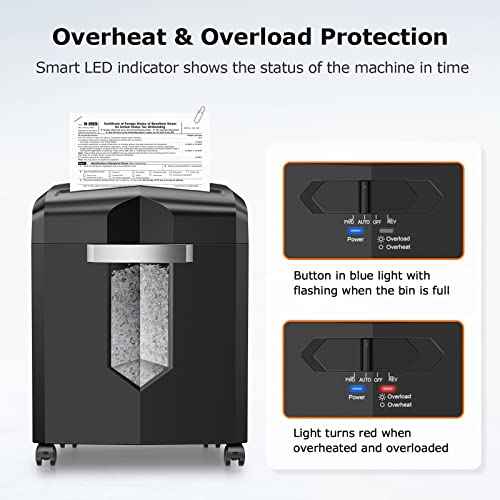 Bonsaii 12-Sheet Micro Cut Shredders for Home Office, 60 Minute P-4 Security Level Paper Shredder for CD, Credit Card, Mails, Staple, Clip, with Jam-Proof System & 4.2 Gal Pullout Bin C266-B