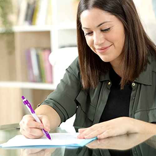 200 Pcs Purple Ribbon Retractable Pen Bulk Lupus Domestic Violence Awareness Grip Pen Black Ink Epilepsy Alzheimers Pancreatic Cancer Awareness Ballpoint Pens for Charity Events Campaign Party