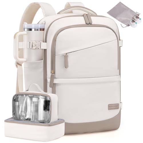 LOVEVOOK Travel Backpack for Women & Men, 50L Carry on Backpack Airline Approved, Large TSA Personal Item Travel Bag fits 17.3" Laptop, Business Weekender Bag for Essentials, 4Pcs