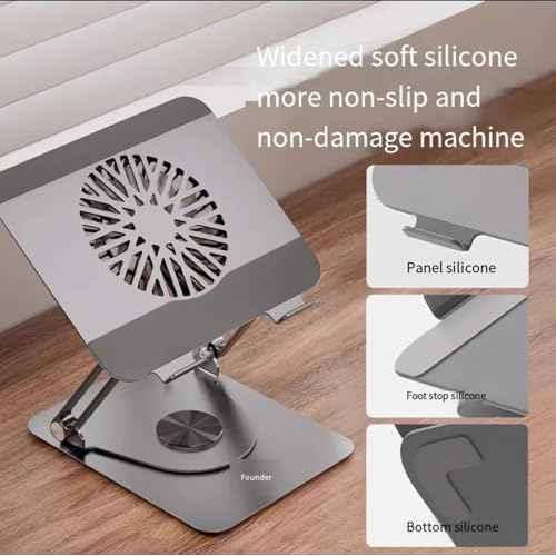 360¡Æ Rotating Laptop Stand for Surface Laptop 6 5 4 3 7 Go 3 (Surface Book 3 2) 2017 2018 2019 2020 2021 2022 2023 2024 2025 11 13 14 15 inch Laptop with Removable Cooling Fan, Foldable for Desk