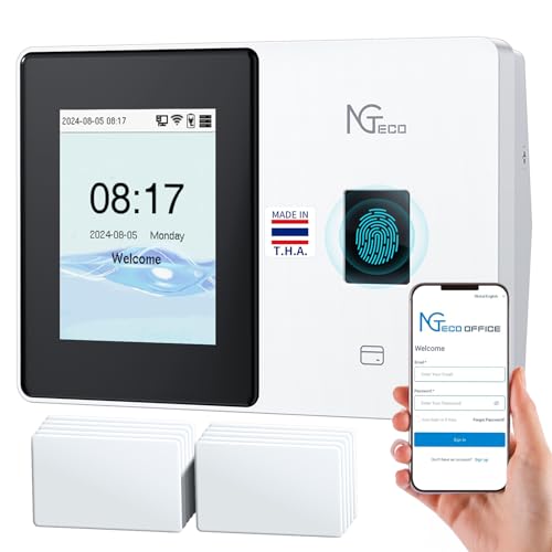 NGTeco Cloud Time Clock for Small Business - Remote Access, Auto Reports, Black & White