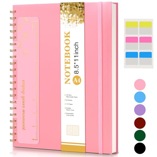 Pink Spiral Notebook Journal 8.5”x11” A4 Large College Ruled 100 GSM Paper - UEBZFOCS