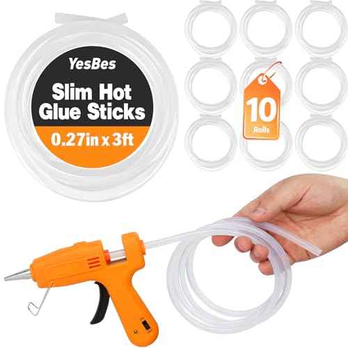 10 Pack Long Mini Hot Glue Stick Rolls, 3 FT Long x 0.27" Diameter Glue Sticks for Glue Gun, Perfect Fit for Mini Glue Guns, Widely Used in Wood, Metal, Glass, Plastic, Floral, Fabric, and More