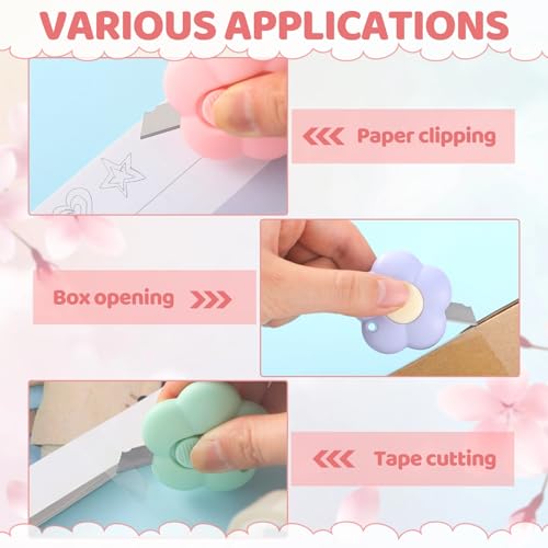 Honoson 8 Pack Mini Flower-Shaped Retractable Utility Knives - 3 Colors