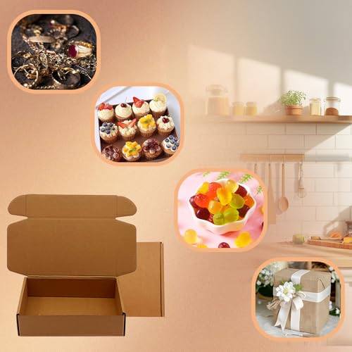 KIAECHWU 8x5x2 Inch Brown Corrugated Shipping Boxes 50 Pack - Eco-Friendly Mailers for E-Commerce