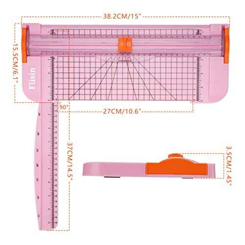 Paper Cutter,Portable Paper Slicer,12 Inch Paper Trimmer Scrapbooking Tool with Automatic Security Safeguard and Side Ruler for Craft Paper,A4 Paper,Coupon, Label and Cardstock (Pink)