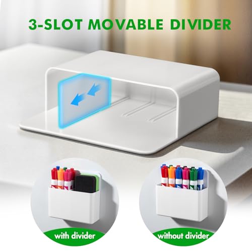 Banafich White Magnetic Pen Holder Cup for Whiteboards - Classroom Supplies, 2 Pack