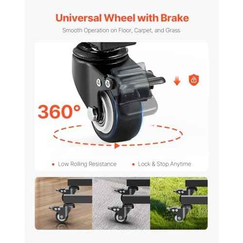 VEVOR Folding Chair Rack, 200 LBS Capacity, T-Shape Chair Cart for 14 Chairs, Heavy-Duty Metal Chair Storage Dolly with Rubber Wheels, Multi-Function Chair Holder for Party Event,Hotel, Matte Black