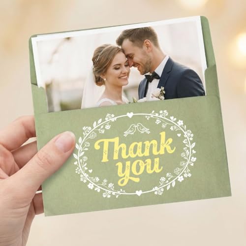 NKYE Sage Green 30 Pack A4 Blank Cards with Envelopes 4x6 Folded DIY Greeting Set