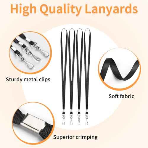PEASUG Lanyard Bulk, Lanyards for ID Badges & Keys, Flat Neck Lanyard with Badge Clip Swivel Hook