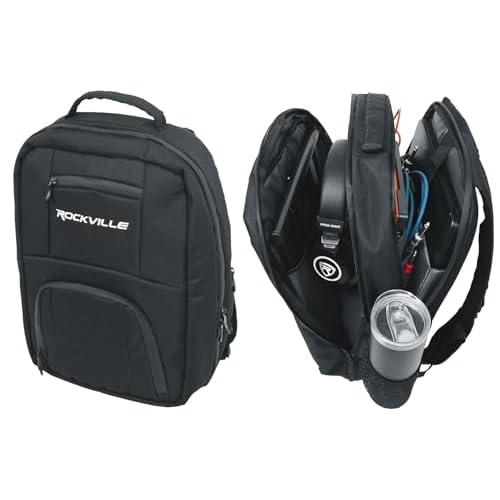 Rockville DJBP24 Rugged DJ Backpack, 11 Compartments, Fits Two 17" Laptops, YKK Zippers, Waterproof Track, Rubber Feet, for DJs, Musicians, and Producers