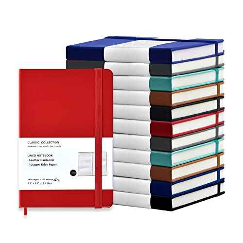 Coopay 12 Pack Pocket Notebook Journals Bulk, 3.5" x 5.5", 160 Lined Pages, A6 Mini Notepad Hardcover leather Journal with 100GSM Thick Paper, Small Notebooks for Writing Work Men Women (6 Colors)