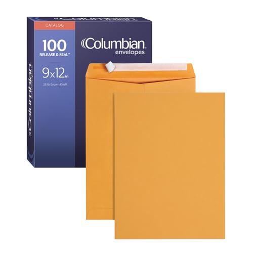 Columbian 9x12 Catalog Envelopes with Self Seal Closure, Brown Kraft, 100 Pack - Large/1