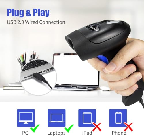 NetumScan USB 1D Barcode Scanner - Handheld Wired CCD Barcode Reader - Variation 1