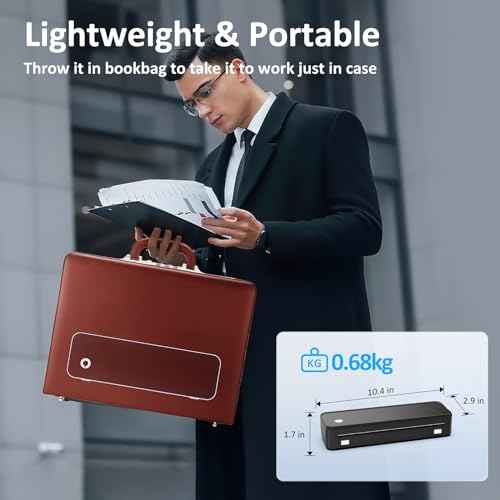 Inkless Portable Printer for Travel, Wireless Thermal Printer Supports 8.5 x 11 Inch Thermal Paper, Bluetooth Machine Includes Carry Case and 3 Rolls of Paper Kit, Black