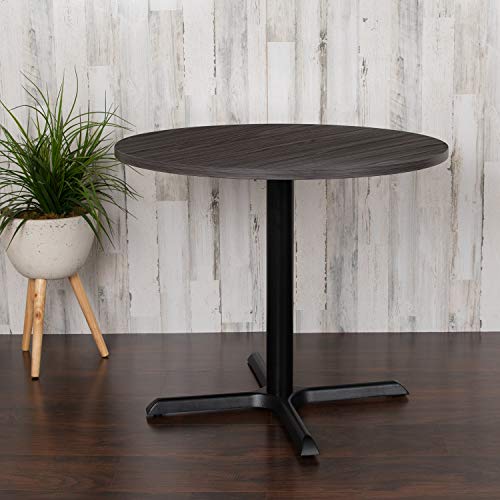 Emma + Oliver Rustic Gray 36-inch Round Conference Table - Office Meeting