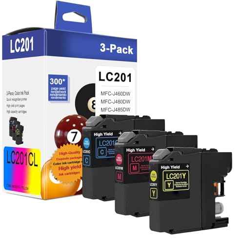 LC201CL LC201 XL Ink Cartridges(Cyan/Magenta/Yellow, 3-Pack) - LC201C LC201M LC201Y Ink Cartridge Replacement for Brother Ink Cartridge LC203 for MFC-J460DW MFC-J480DW MFC-J485DW MFC-J880DW Printer