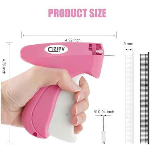 Stitchy Stitch Gun - Handheld Tagging Gun for Clothing, Micro Sticky Gun for Clothes Quick Stitch Sewing & Tag Attacher, Come with 6 Fine Needldes & 2,000 Mini Fasterners (HotPink+White)