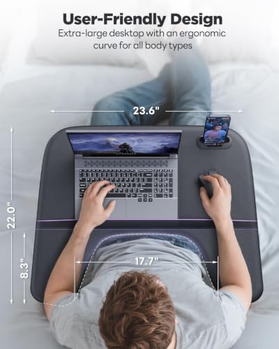 SAIJI Black Laptop Lap Desk with Soft Armrest, Adjustable Bed & Couch Table