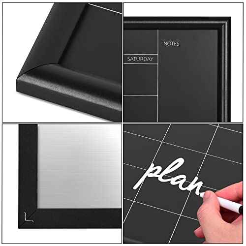 TORASO Calendar Chalkboard, Small Magnetic Surface Black Wood Frame Chalk Board for Planning/School Timetable/Memo,11.8 x 15.7 inches, Hanging Board for Office, School and Home(YLHB-BK-3040)
