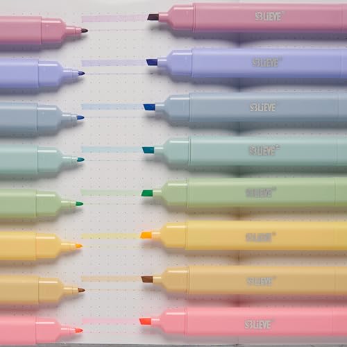 BLIEVE Bible Highlighters No Bleed Through Pastel Colors - Candy Variation, Dual Tip, 8 Pack