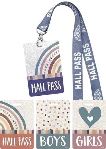 Everyone is Welcome Hall Pass Lanyards for Classroom - Set of 4, Durable & Stylish
