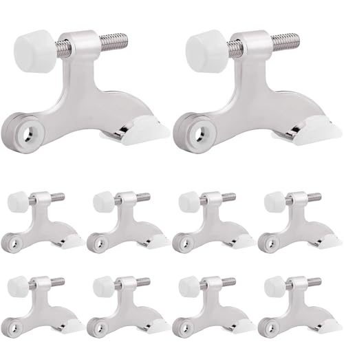 OBTANIM 8 Pack Heavy Duty Hinge Pin Door Stops with Rubber Bumpers – Silver