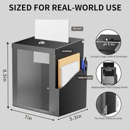Black Suggestion Box with Lock and Slot - Secure Employee & Customer Feedback