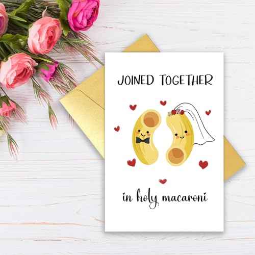 Cute Macaroni Pun Engagement Card for Couple Partner, Funny Wedding Card Marriage Gift for Bride Groom Newlyweds, Bridal Shower Gift for Him Her