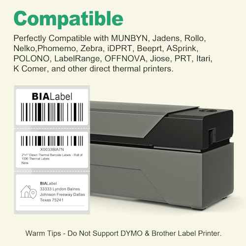 12 Rolls 2" X 1" Thermal Labels, 1300/Roll - Direct Thermal Labels Compatible with Zebra & Rollo Printers