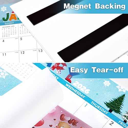 2026 Calendar - Magnetic Calendar for Refrigerator, Jan.2026 - Dec.2026, 8" ¡¿ 10", 2026 Magnetic Refrigerator Calendar, Tear-off Pad, Blocks with Julian Dates - 12 Different Themes