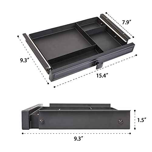 GOME Under Desk Slide out Pencil Drawer with Space Divider Design for Storing Pencil and Office Accessories, Underdesk Pull out Tray Organizer Mounted for Sit Stand Workstation